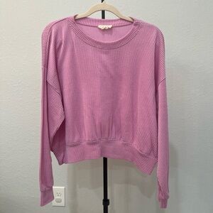 Pink Ribbed Women's Sweatshirt